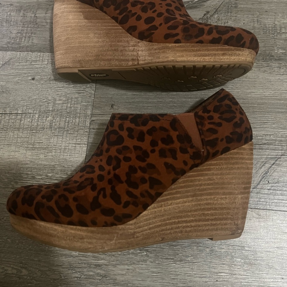 Leopard Print Wedge Ankle Boots